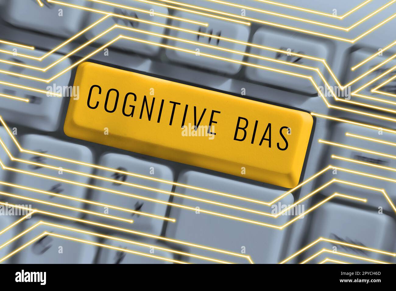 Handschriftlicher Text Kognitive Vorurteile. Begriffliche photopsychologische Behandlung psychischer Störungen Stockfoto