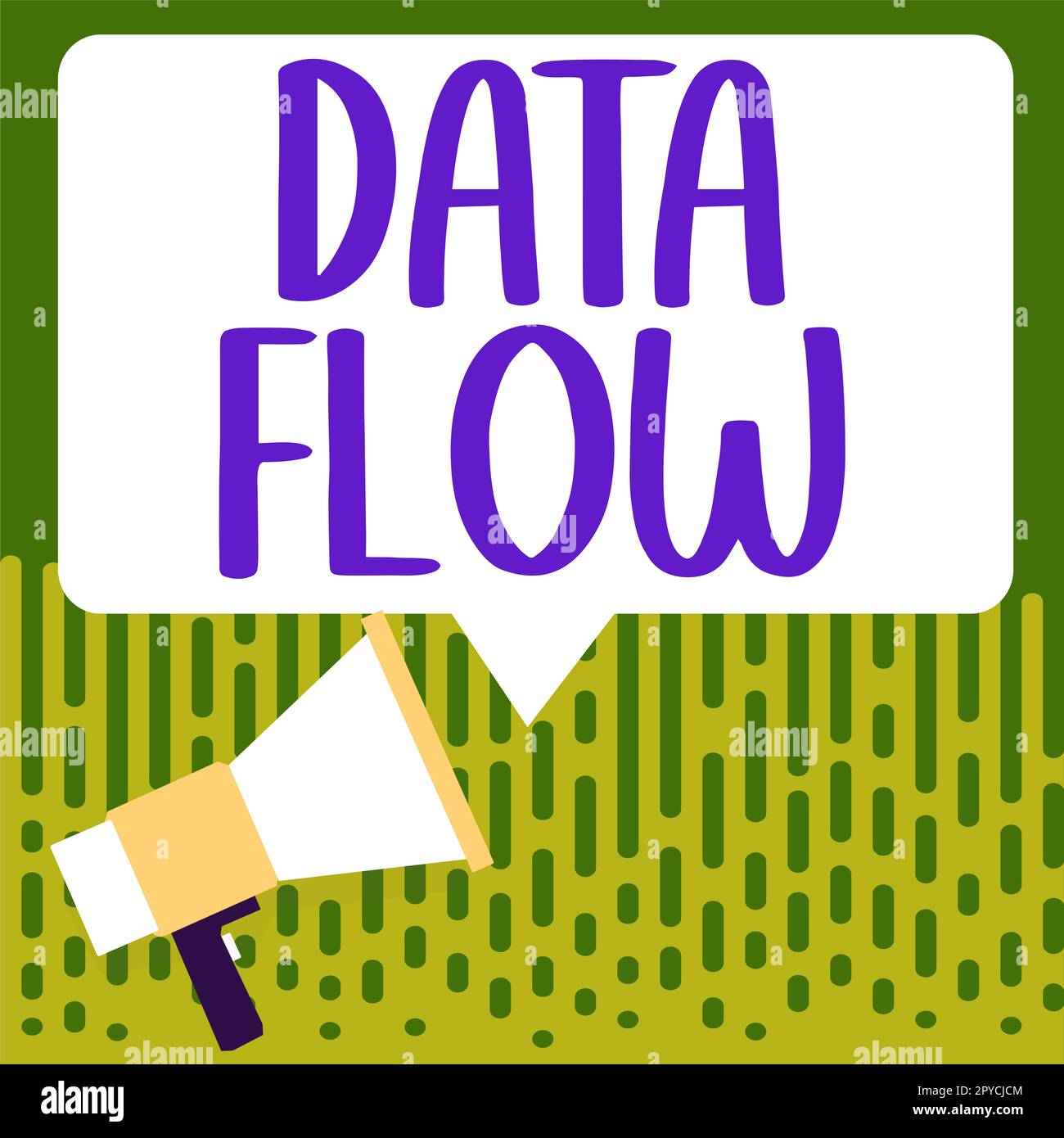 Konzeptioneller Titel Datenfluss. Wort für die Übertragung von Daten durch ein System, das aus Software besteht Stockfoto