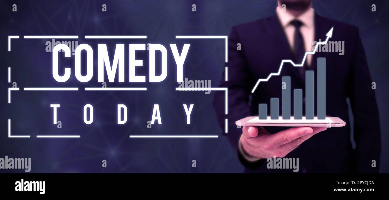 Konzeptionelle Bildunterschrift Comedy. Das Wort für lustiges Programm ist ein lustiges, amüsantes Unterhaltungsmedium Stockfoto