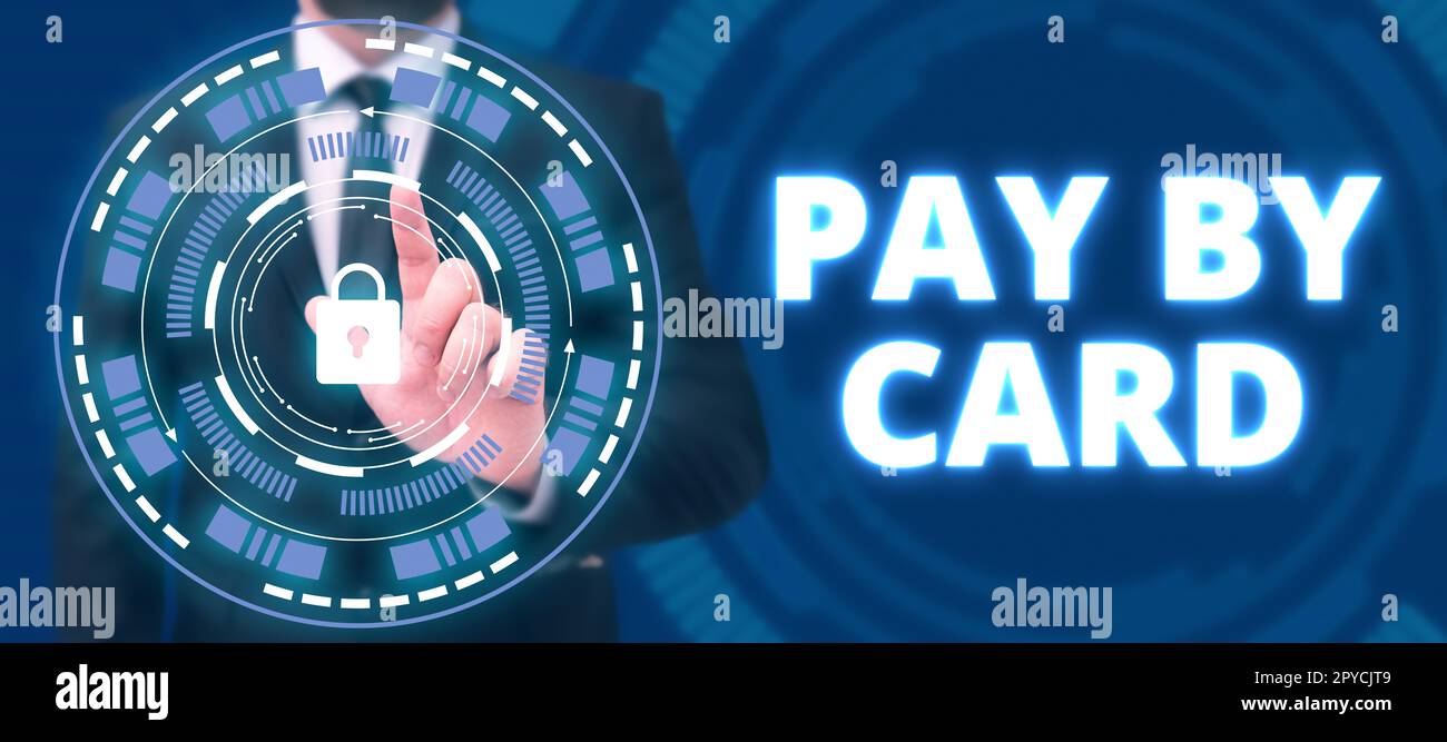 Schild mit Kartenzahlung. Business Showcase Zahlungen auf Kredit Debit elektronischer virtueller Geldeinkauf Stockfoto