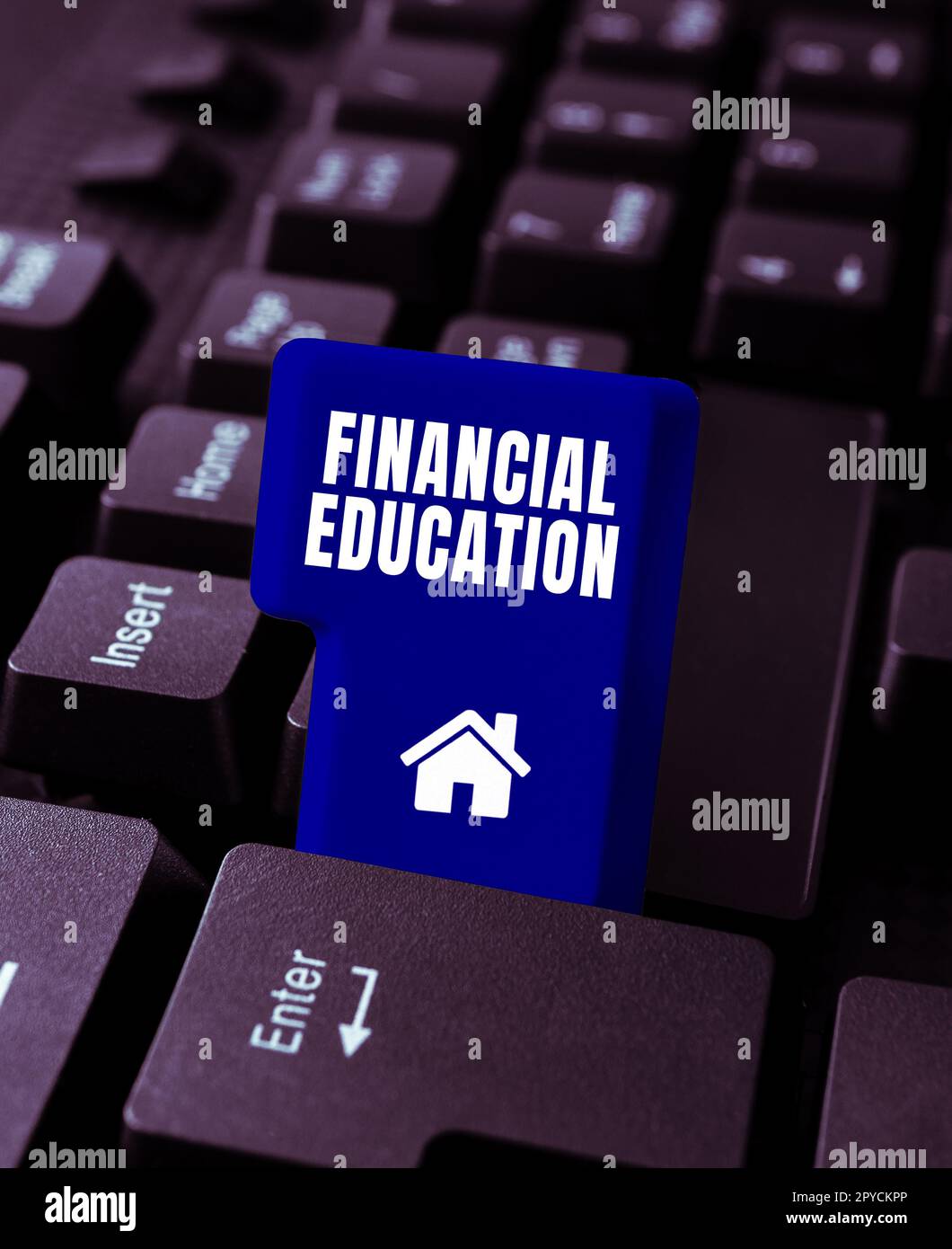 Textschild mit finanzieller Bildung. Konzeptfoto zum Verständnis von Währungsbereichen wie Finanzen und Investieren Stockfoto