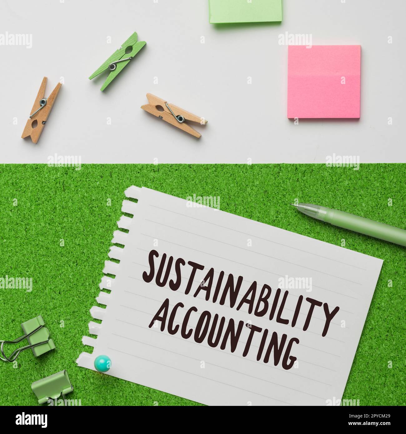 Konzeptionelle Darstellung Sustainability Accounting. Konzeptfoto die Fähigkeit, auf einer bestimmten Rate und einem bestimmten Niveau gehalten zu werden Stockfoto