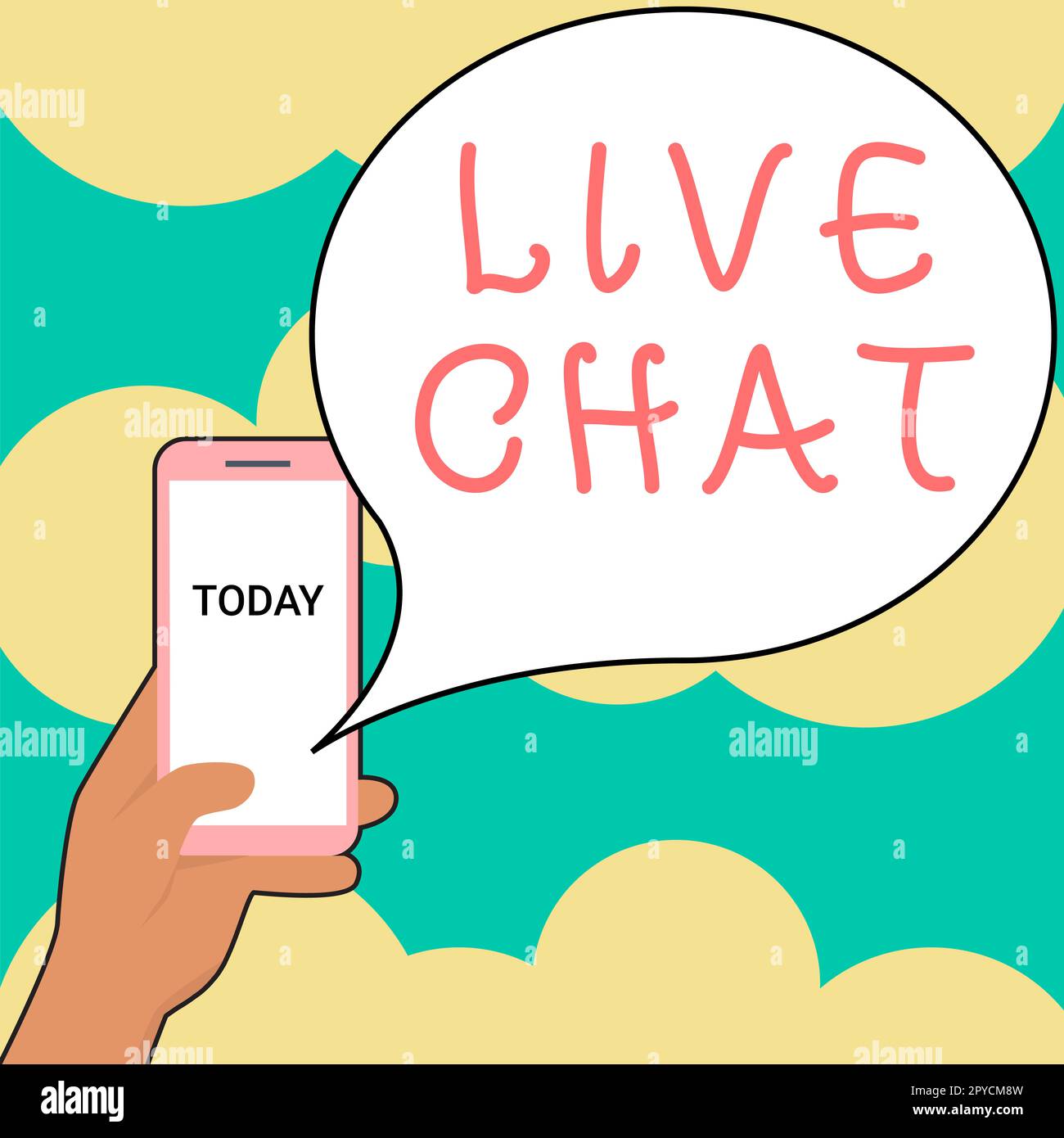 Konzeptionelle Darstellung Live-Chat. Wort für Gespräche mit Freunden oder anderen Personen über das Internet und das PC-Telefon Stockfoto