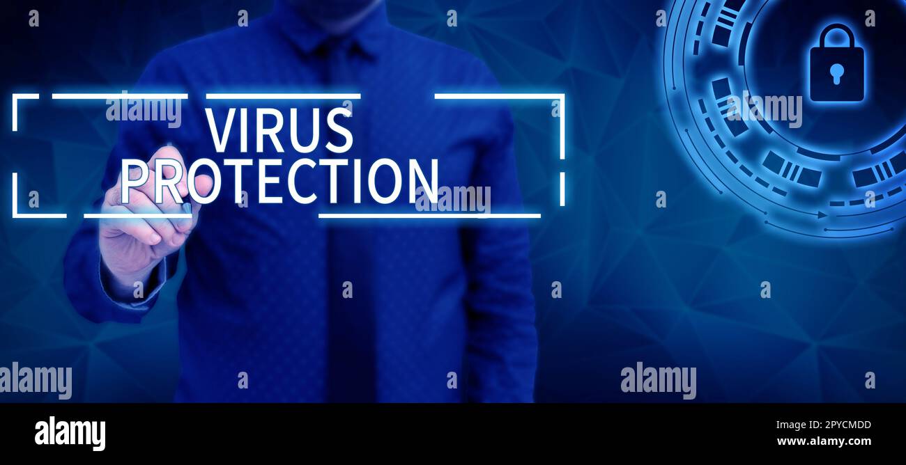 Konzeptionelle Beschriftung Virenschutz. Internet Concept-Programm zum Schutz von Computern vor Malware Stockfoto