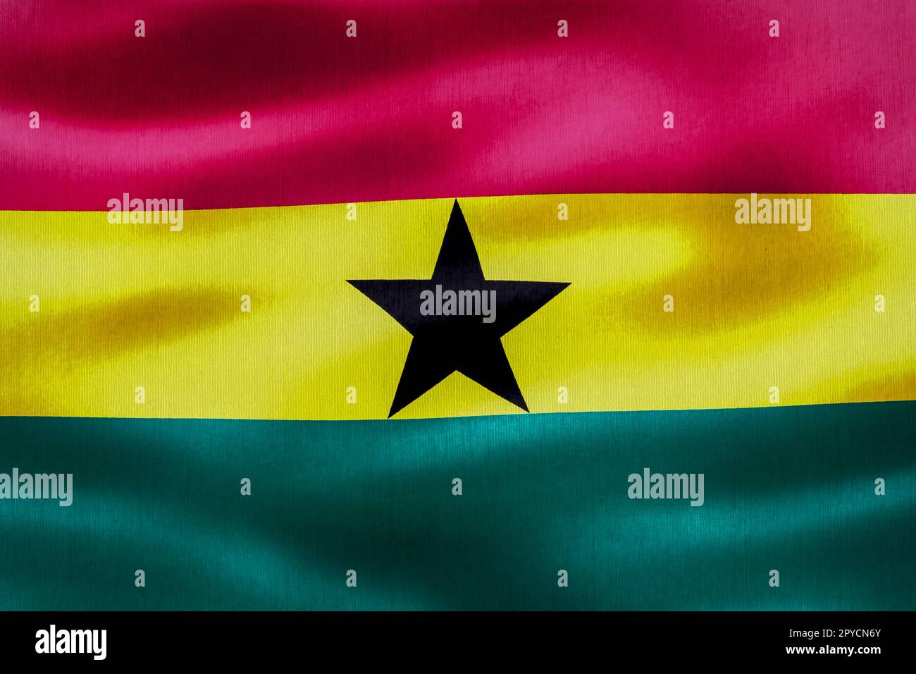 Ghana Flagge - realistische wehende Stoff Flagge Stockfoto