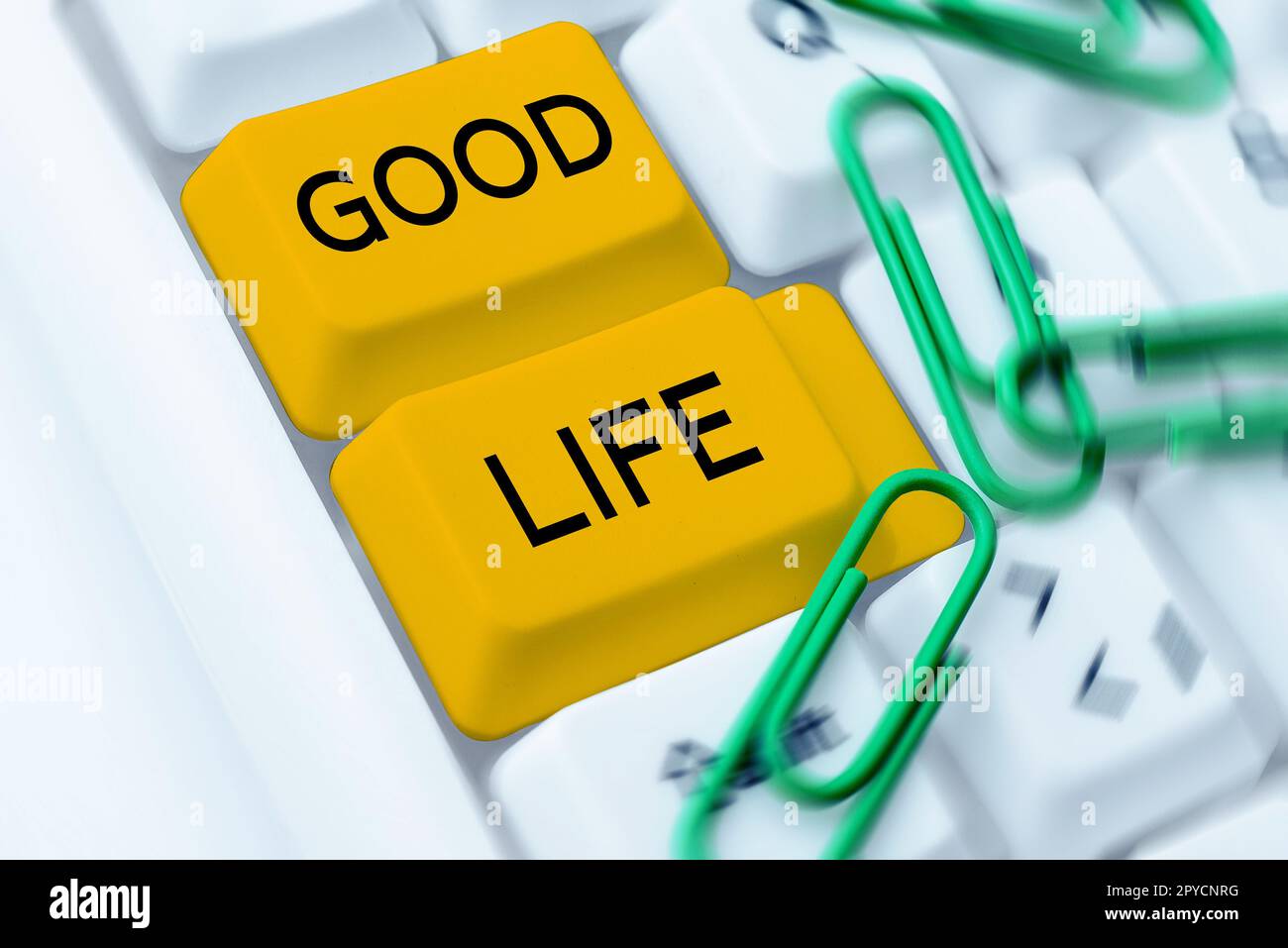 Konzeptionelle Beschriftung Good Life. Ein Wort über ein komfortables und luxuriöses Leben mit wenigen Problemen oder Sorgen Stockfoto