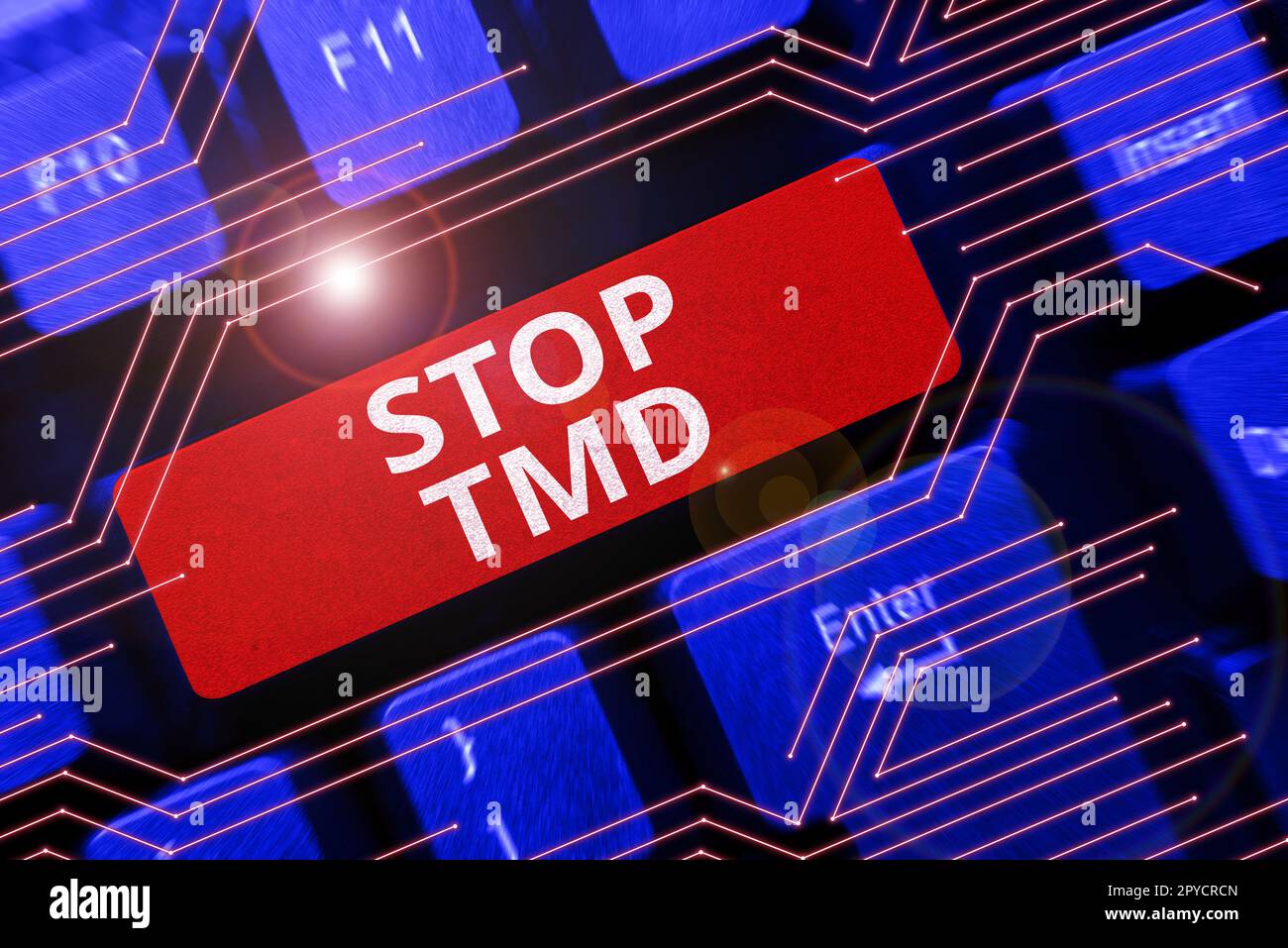 Handschriftliches Schild Stop TMD. Geschäftsübersicht verhindern die Störung oder das Problem, das die Kaumuskulatur betrifft Stockfoto