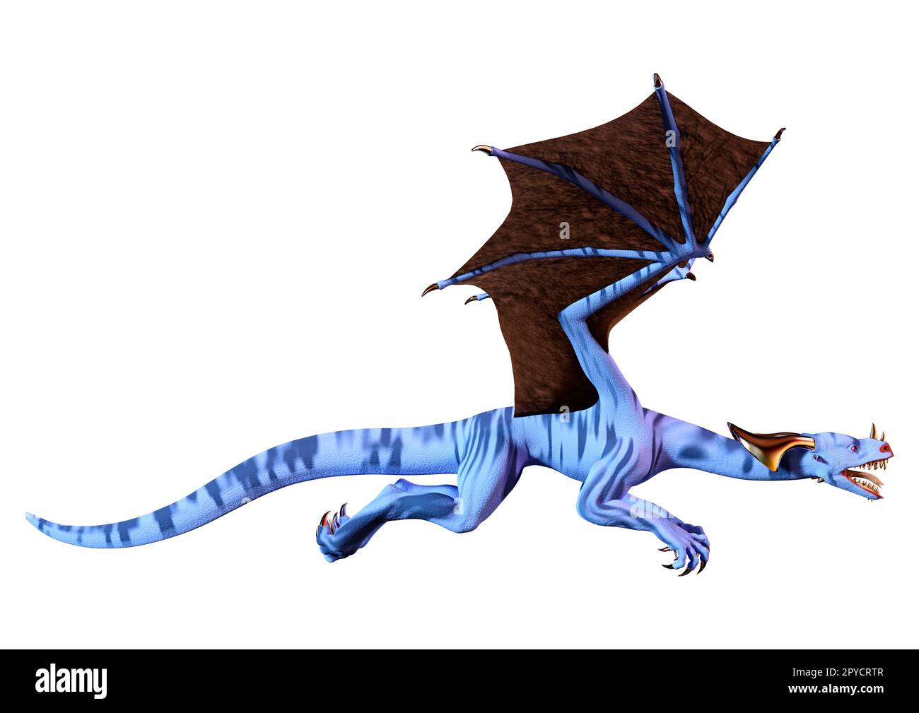 3D-Rendering eines Fantasy-Drachen isoliert auf weißem Hintergrund Stockfoto