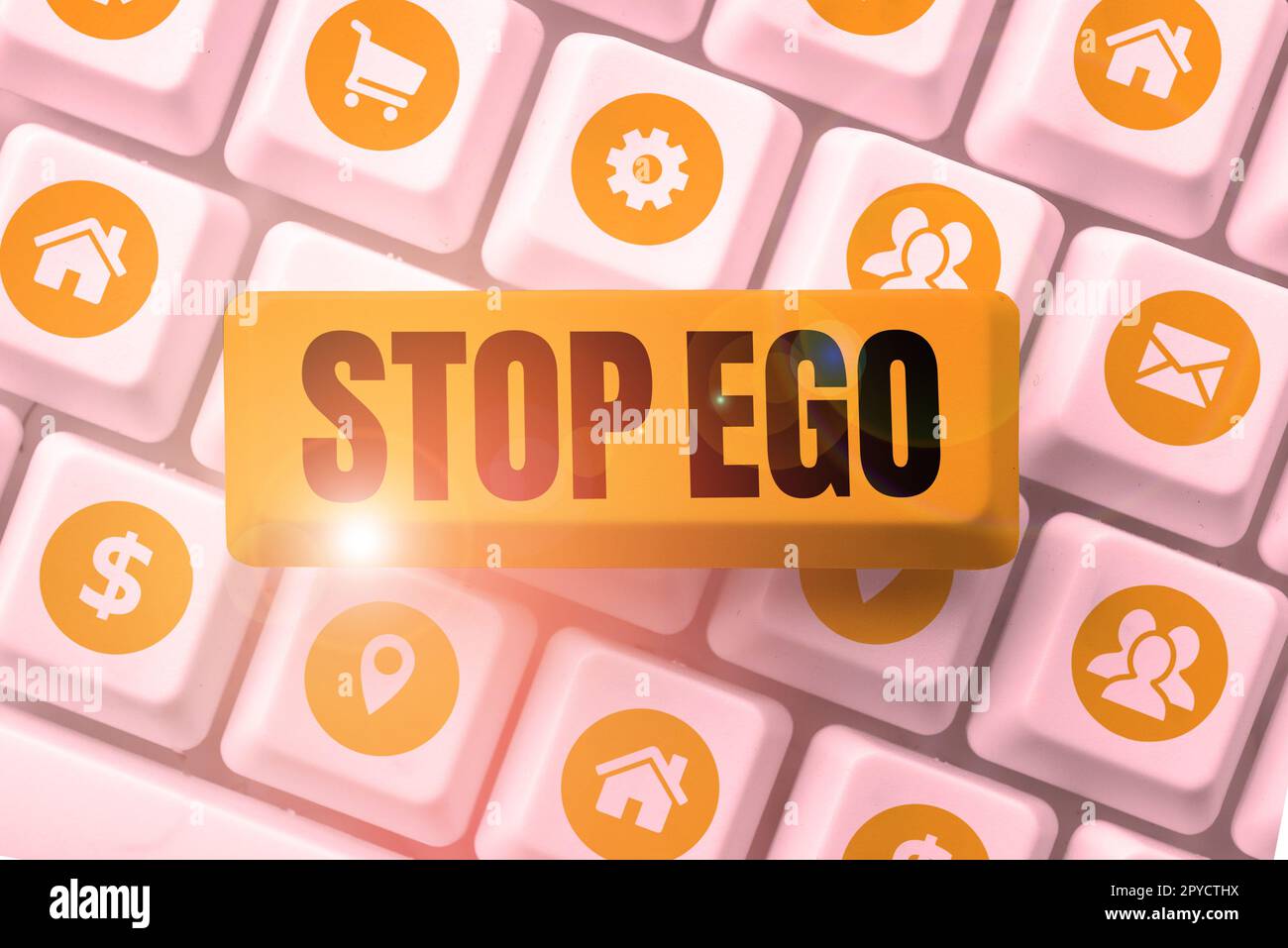 Textzeichen mit Stop Ego. Konzeptfoto Steuern Sie Ihre Begeisterung für eine Entscheidung, ein Ereignis oder etwas anderes Stockfoto