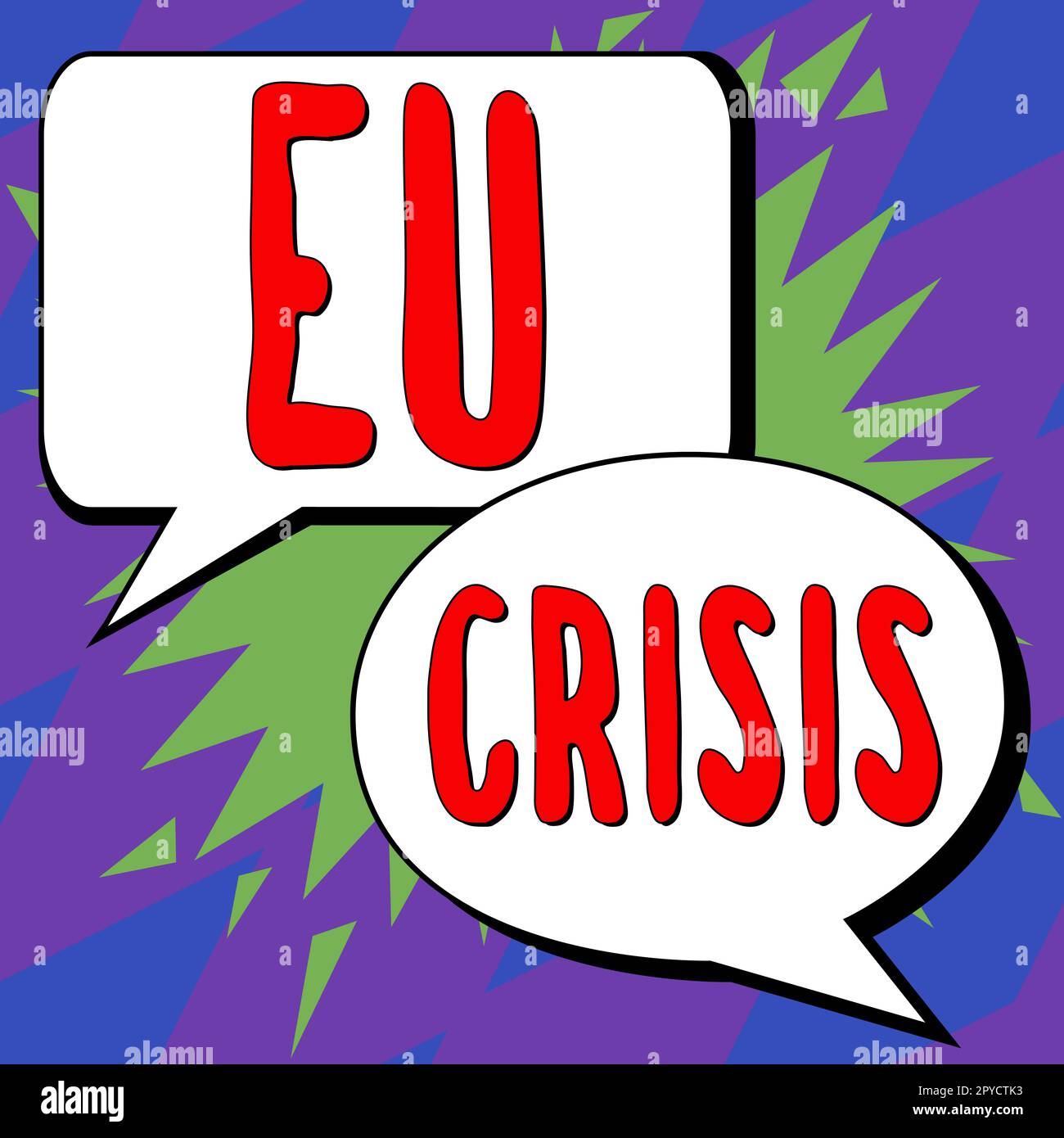 Handschrift text Eu-Krise. Konzeptionelle Foto eurozone Zustand keine Rückzahlung oder ihre Verschuldung refinanzieren Stockfoto