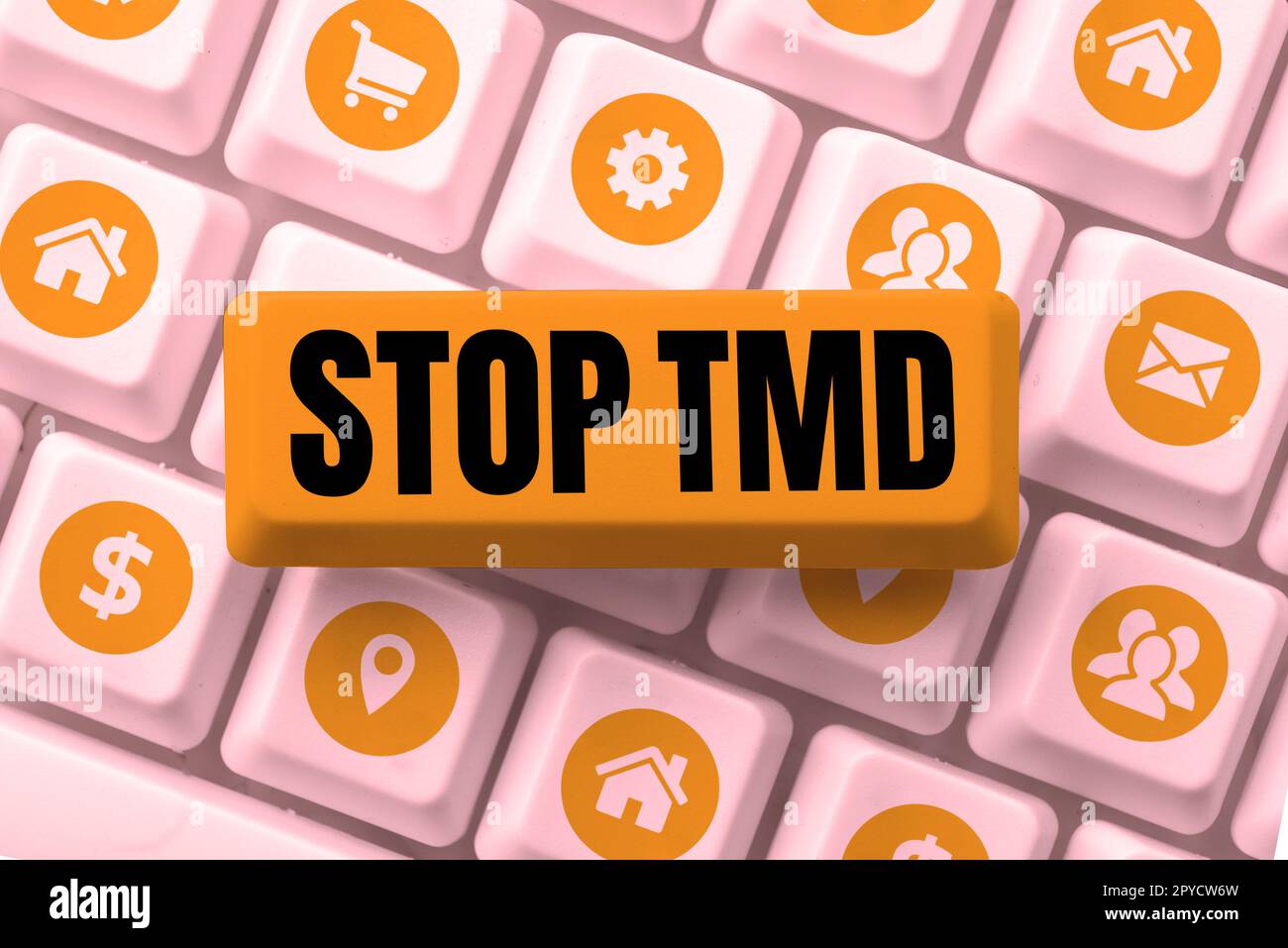Handschriftliches Schild Stop TMD. Begriffliches Foto verhindern die Störung oder das Problem, das die Kaumuskulatur beeinflusst Stockfoto