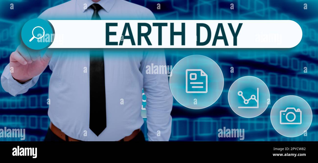 Text zeigt Inspiration Earth Day. Business Showcase Weltöffentliches Fest zur Erhaltung der Umwelt Stockfoto
