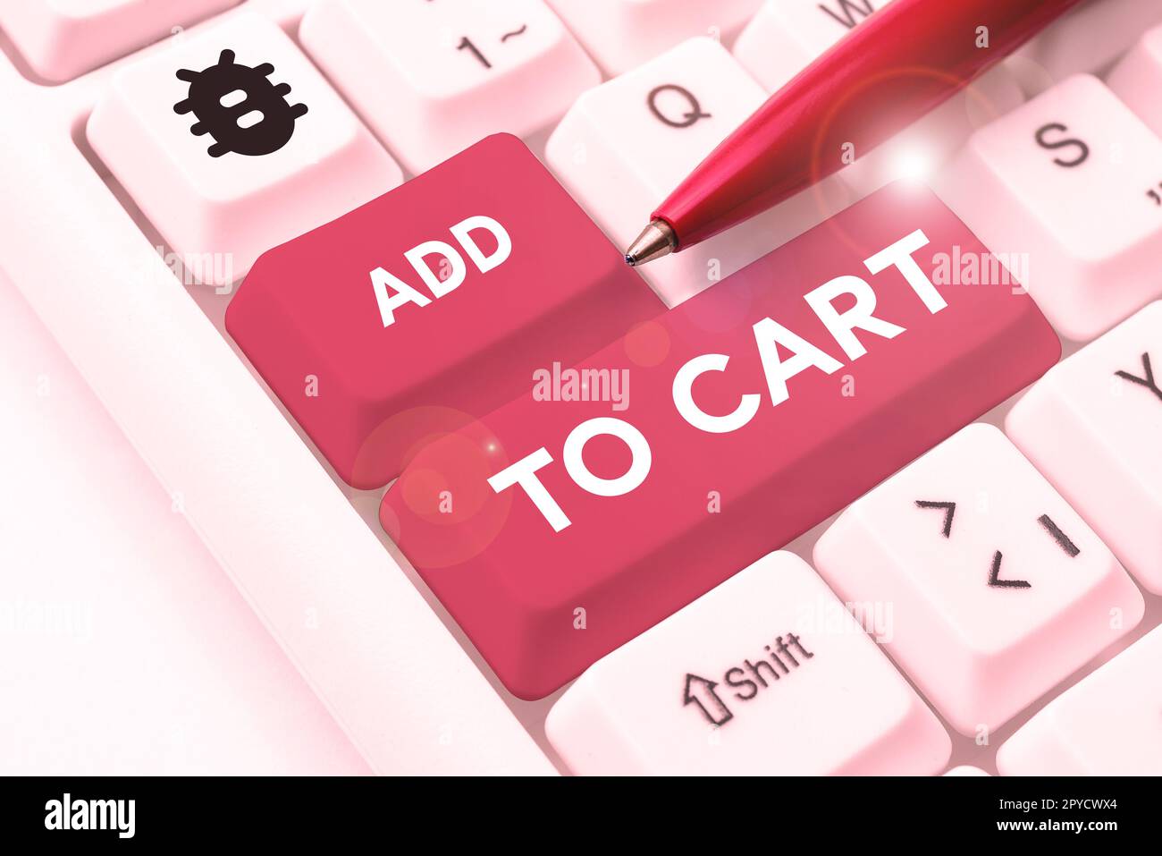 Textbeschriftung mit „in den Warenkorb legen“. Konzept bedeutet Online-Einkauf E-Commerce Moderne Technologien zum Einkaufen Stockfoto