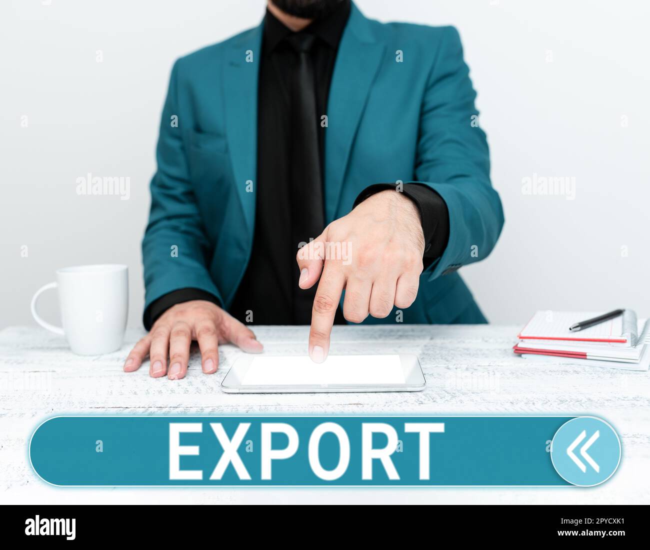 Export konzeptioneller Titel. Konzept, das bedeutet, dass Waren oder Dienstleistungen zum Verkauf in ein anderes Land versandt werden. Massenproduktion Stockfoto