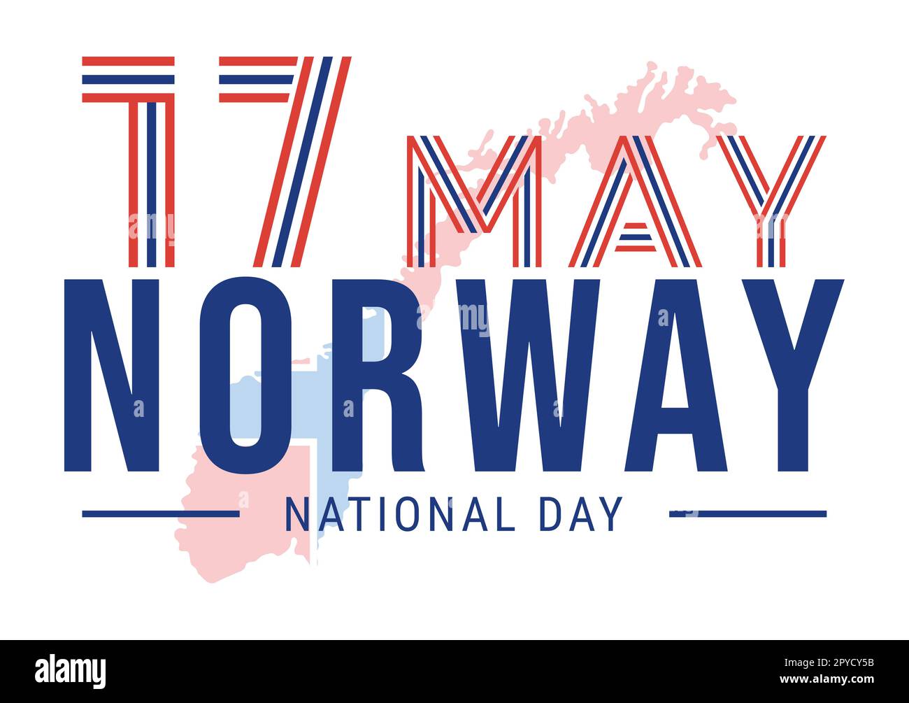 Norwegischer Nationalfeiertag am 17. Mai Illustration mit norwegischer Flagge und Feiertagsfeier in flachem Cartoon, handgezeichnet für Landing-Page-Vorlagen Stockfoto