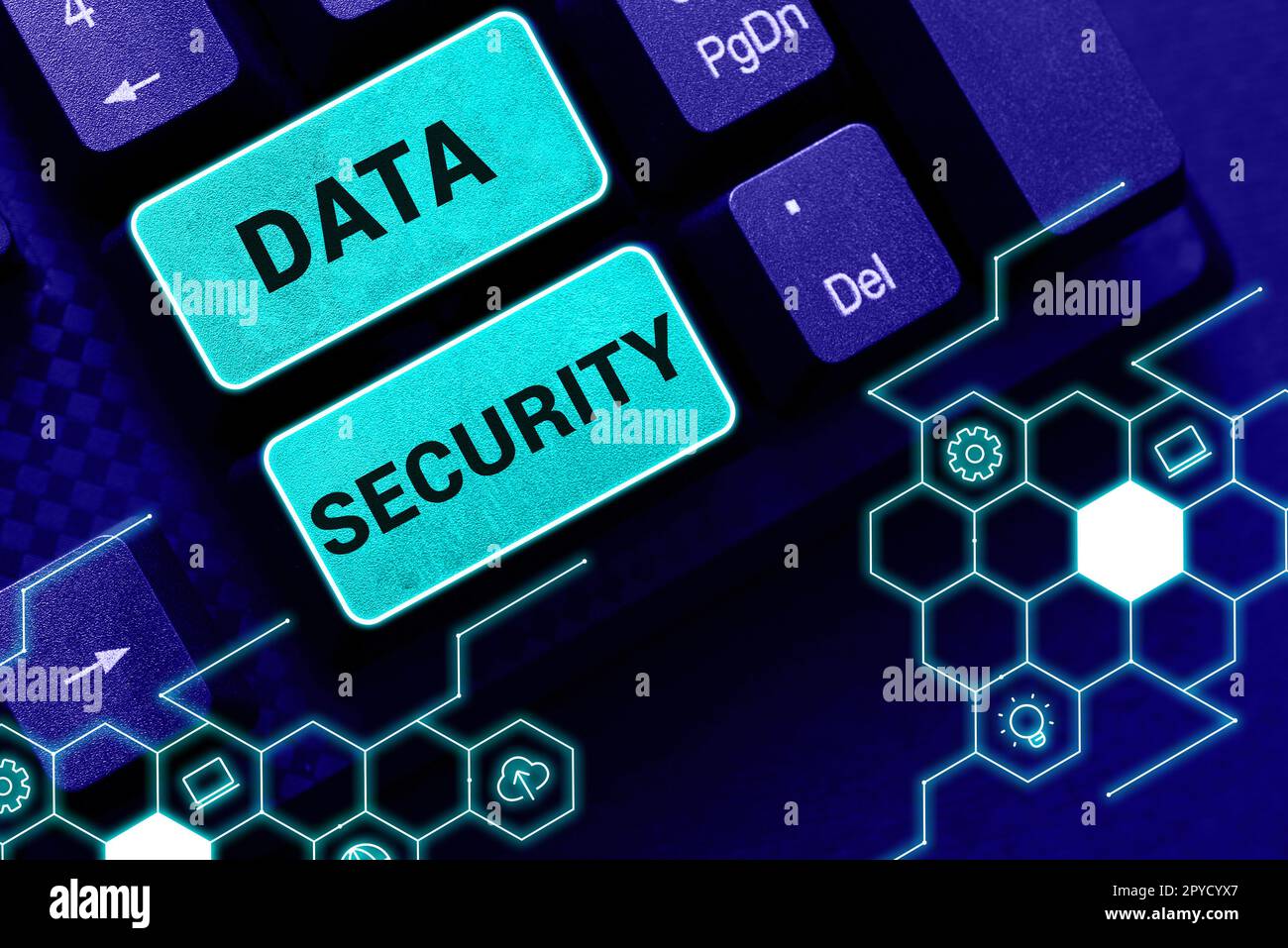 Textschild mit der Anzeige „Datensicherheit“. Internet-Konzept Vertraulichkeit Disk Encryption Backups Passwortschutz Stockfoto