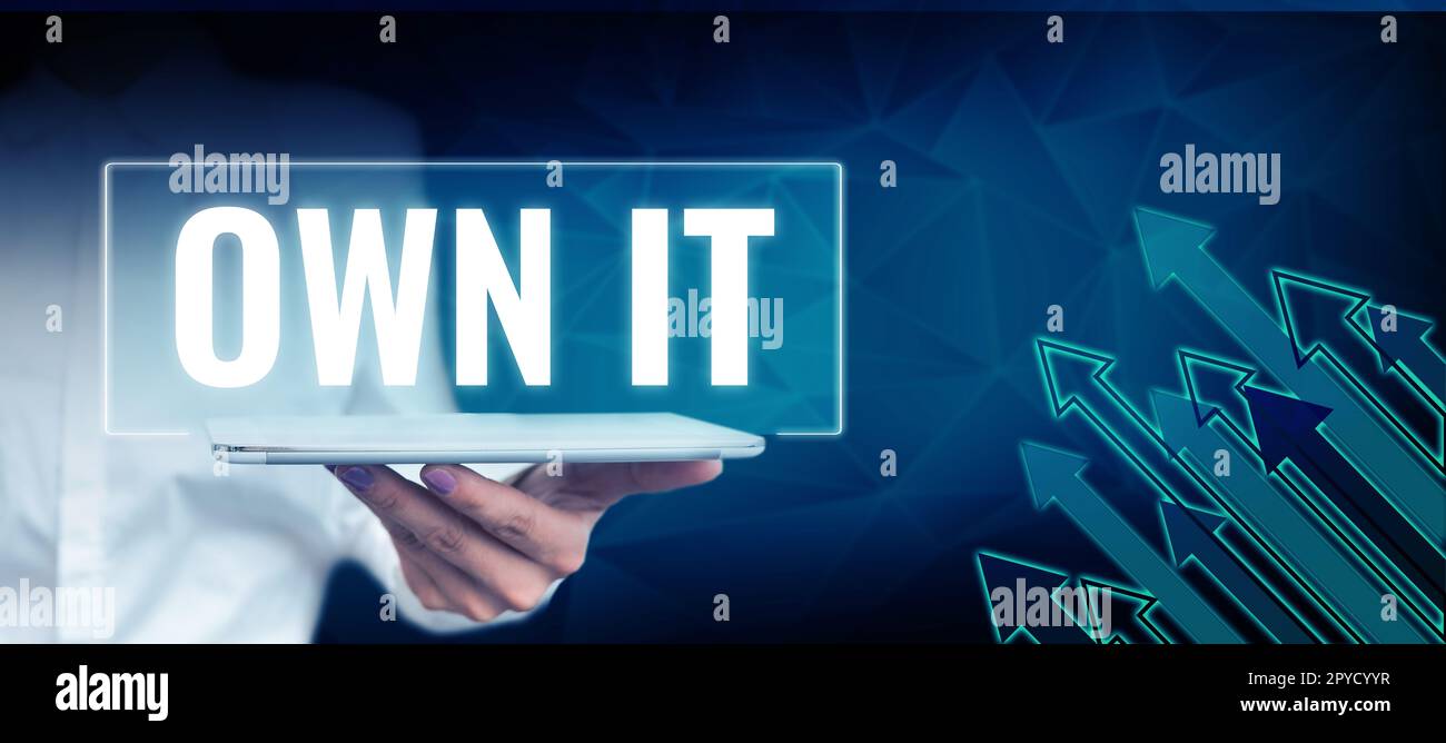 Handschriftlicher Text Own IT. Konzept, das die Verpflichtung bedeutet, ein wenig für etwas zurückzuzahlen, das zurückgezahlt wurde Stockfoto