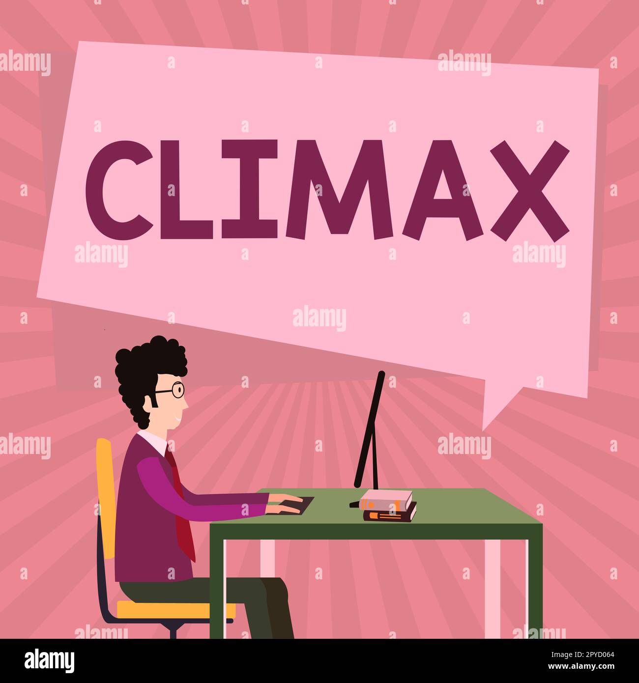 Konzeptionelle Darstellung Climax. Wort, das am höchsten oder intensivsten Punkt der Entwicklung oder Auflösung geschrieben wurde Stockfoto