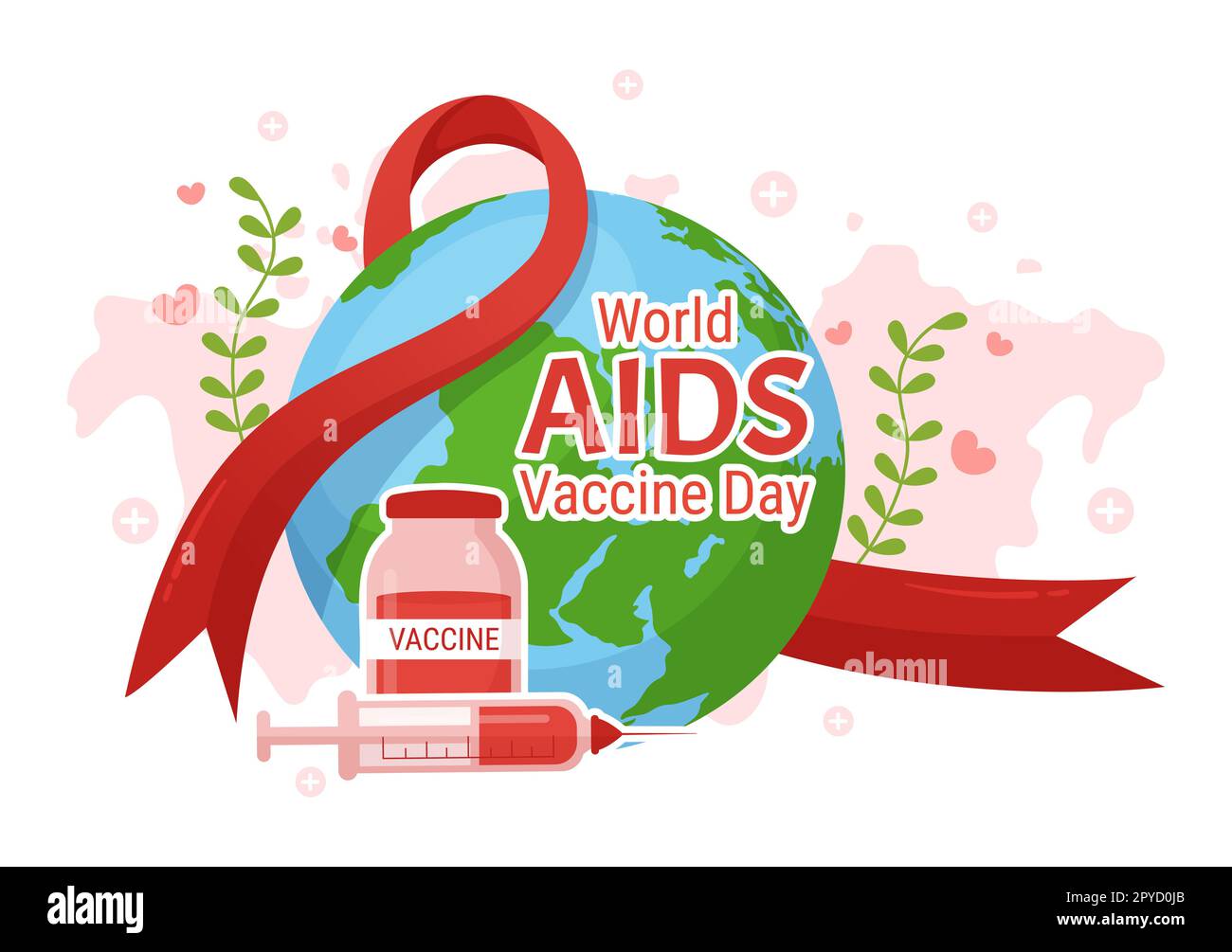 World AIDS Vaccine Day Illustration zur Prävention und zum Bewusstsein Gesundheit in flachem Cartoon handgezeichnet für Web-Banner oder Landing-Page-Vorlagen Stockfoto