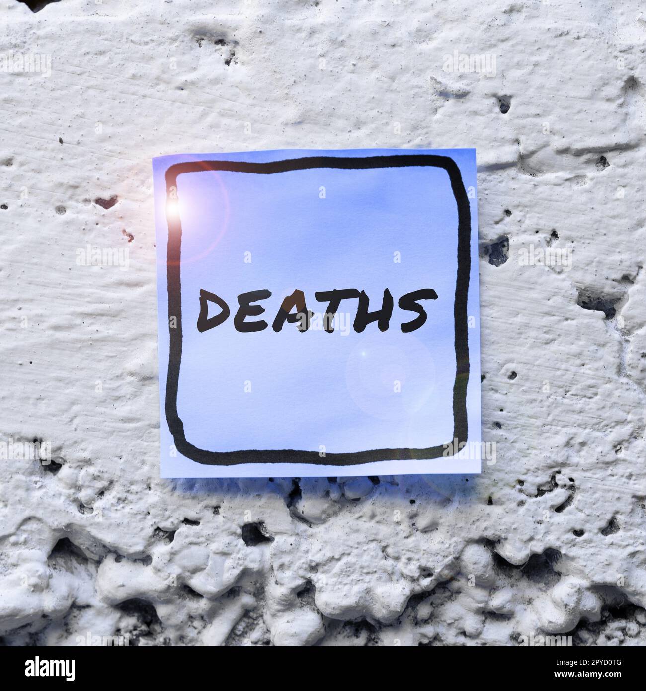 Ein Schild, das Todesfälle anzeigt. Konzeptionelle photopermanente Vitalparameterausfälle, ein Fall sterbender Individuen Stockfoto