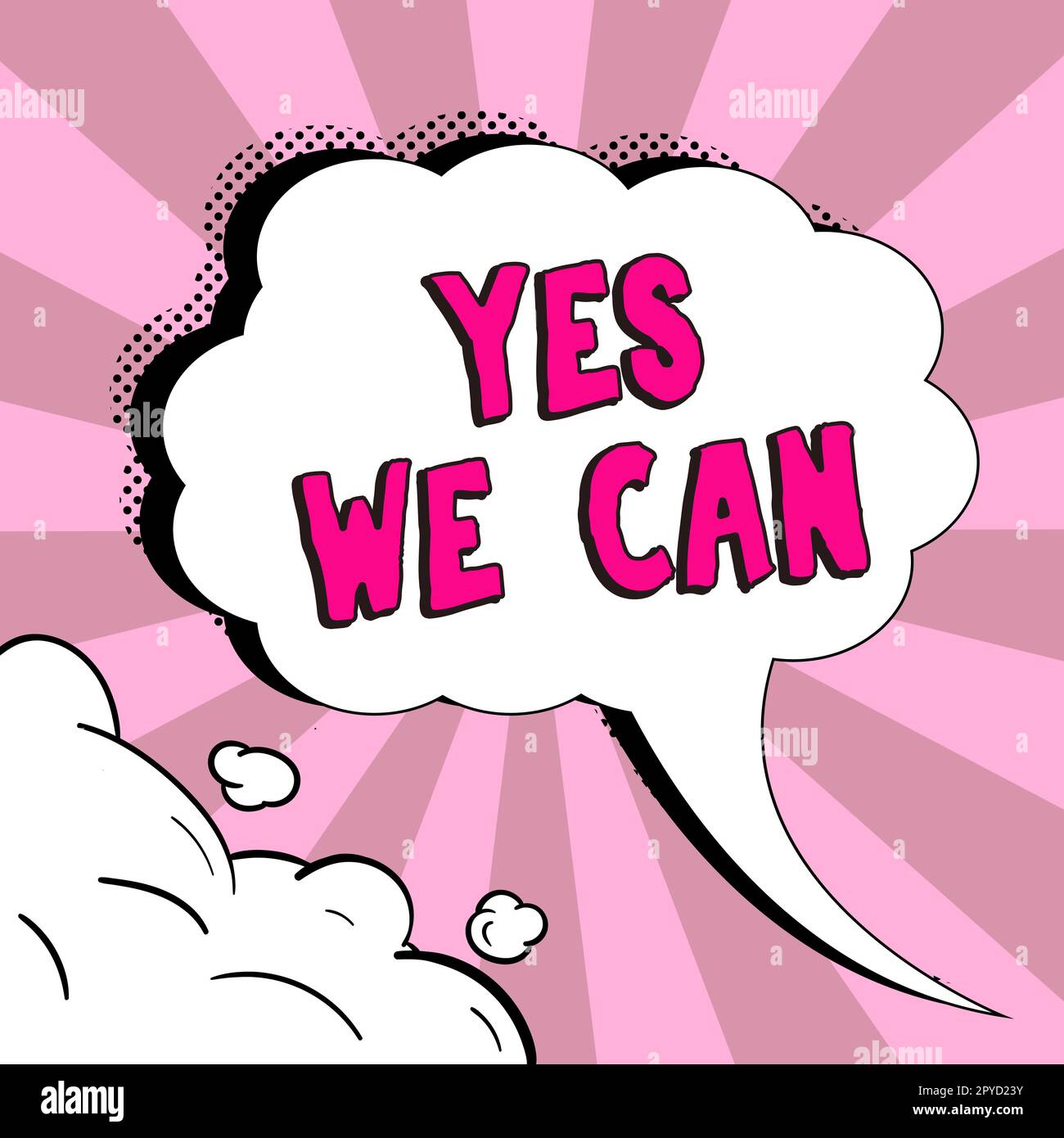 Inspiration mit Schild „Ja, wir können nicht.“ Konzeptionelle Motivation, etwas zu tun, hat genug Kraft, um weiterzumachen Stockfoto