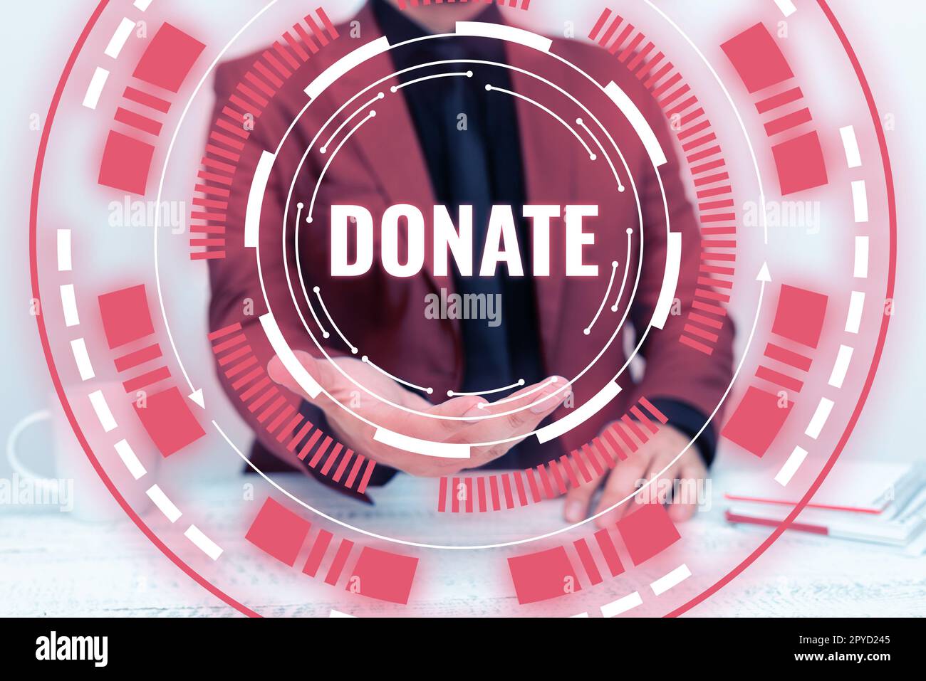 Konzeptionelle Darstellung Spenden. Konzept bedeutet, Geld oder Waren für einen guten Zweck zu geben, zum Beispiel an wohltätige Zwecke oder Menschen Stockfoto