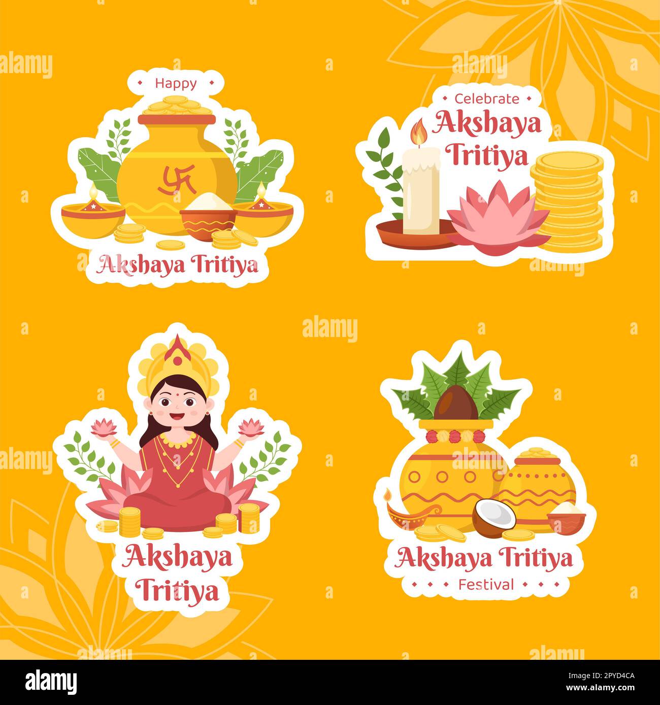 Akshaya Tritiya Festival Label Flat Cartoon Handgezeichnete Vorlagen Hintergrund Illustration Stockfoto