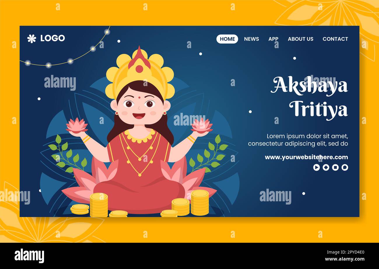 Akshaya Tritiya Festival Social Media Landing Page Handgezeichnete Vorlage Hintergrund Illustration Stockfoto