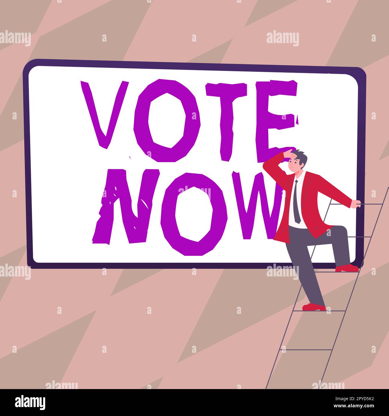 Textüberschrift für „Jetzt abstimmen“. Konzeptionelle fotoformale Anzeige der Wahl zwischen zwei oder mehr Handlungsmöglichkeiten Stockfoto