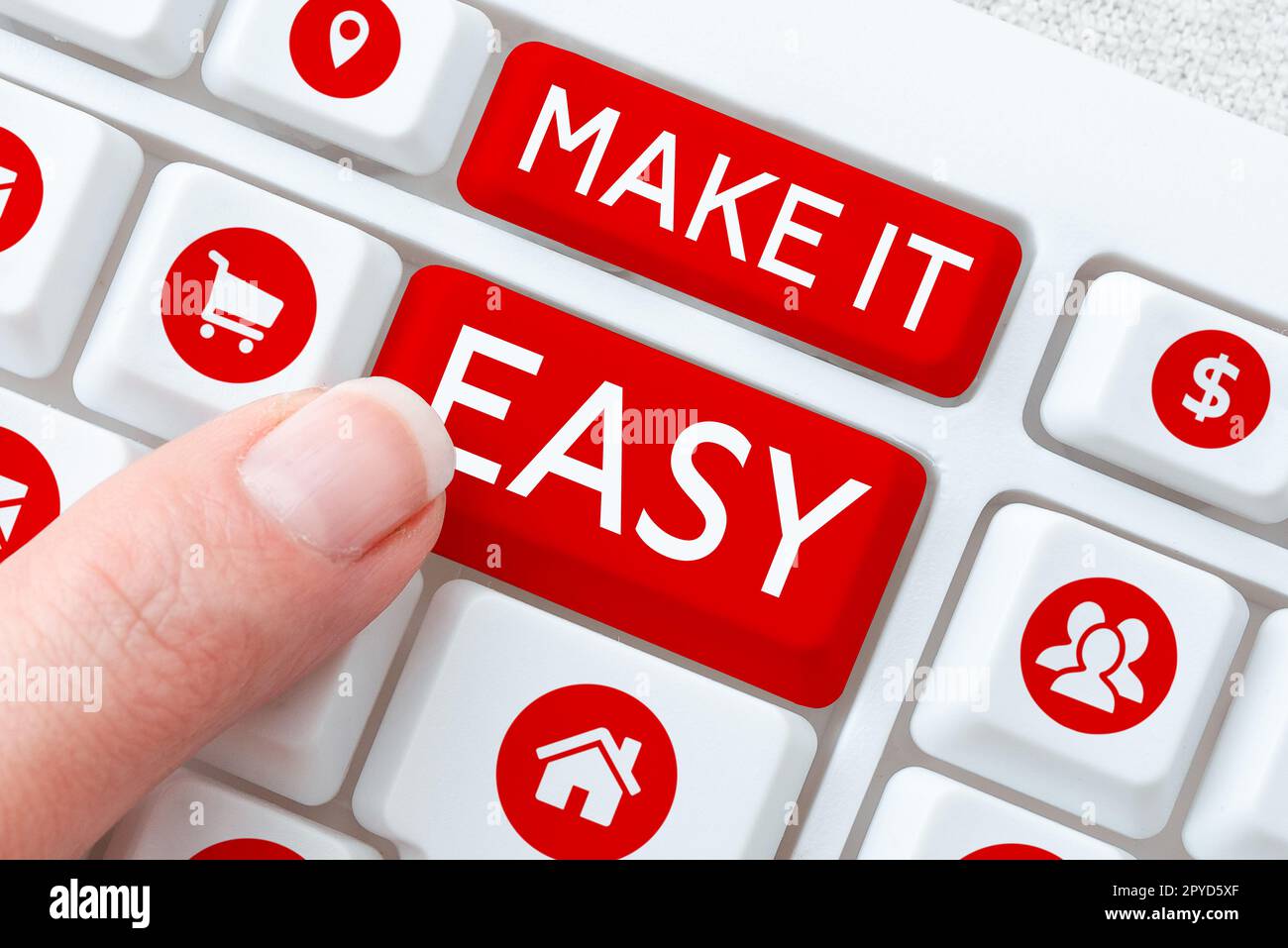 Inspiration mit Schild „Make IT Easy“. Konzeptionelles Foto intelligenter Ansatz mühelos ohne Sorgen oder Schwierigkeiten Stockfoto