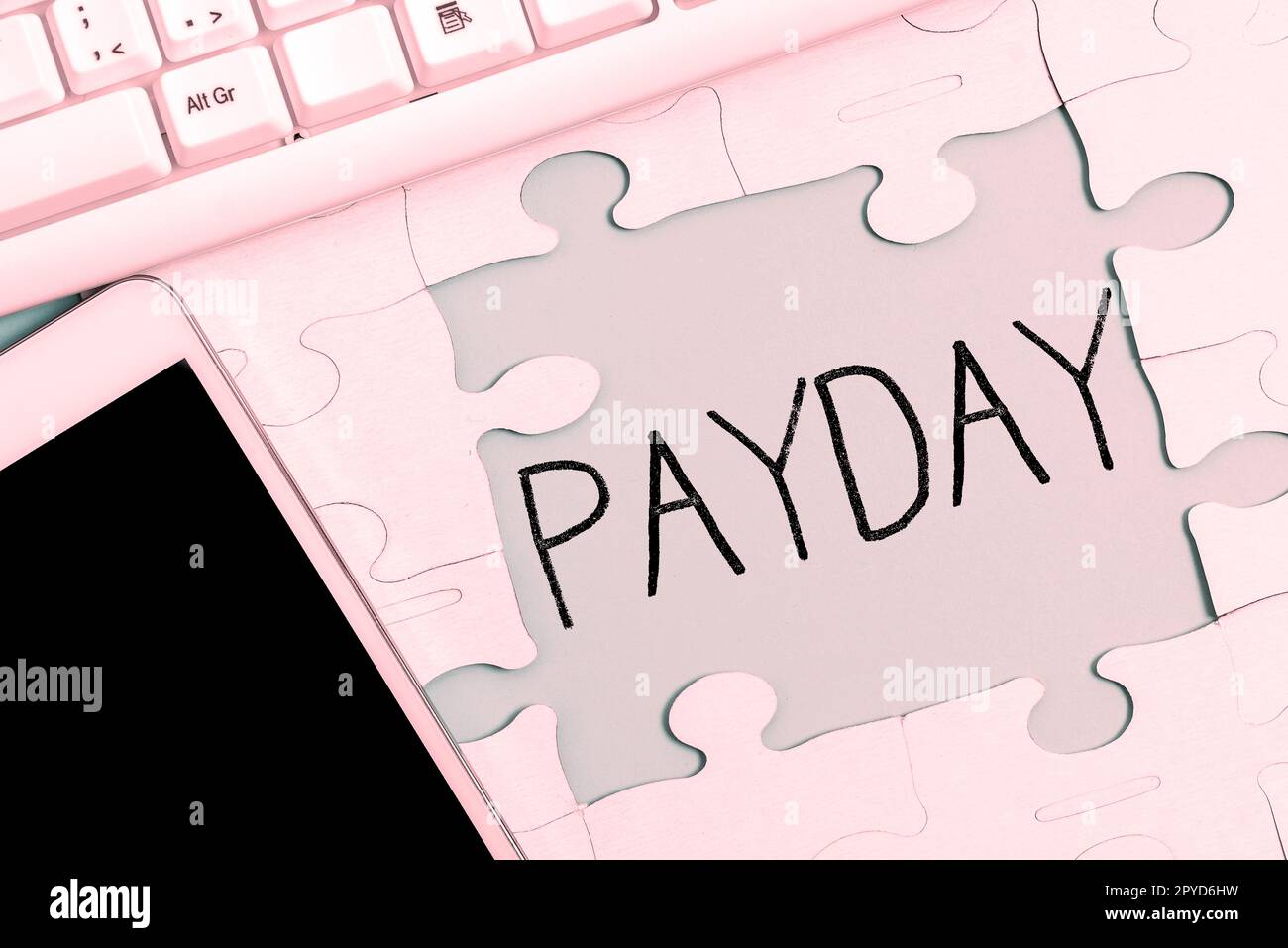Schild mit Zahltag. Internetkonzept ein Tag, an dem jemand bezahlt wird oder seinen Lohn erwartet Stockfoto