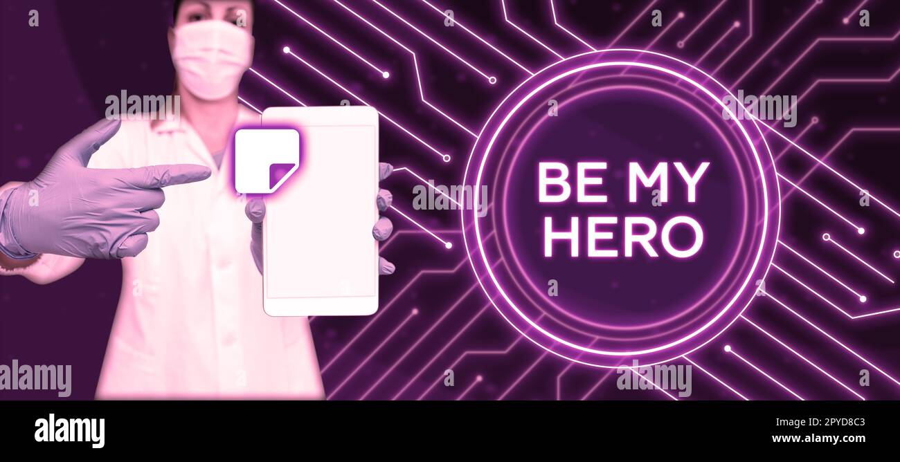 Konzeptionelle Darstellung Be My Hero. Business Showcase Bitte um heldenhafte Aktionen für ihn Stockfoto