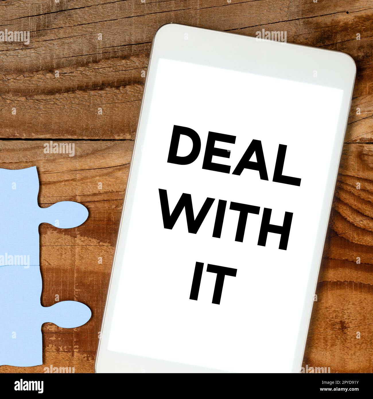 Textunterschrift mit „Deal With IT“. Konzept bedeutet, sich an eine bestimmte Situation anzupassen und weiterzumachen Stockfoto