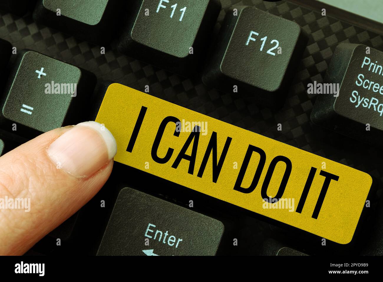 Textzeichen mit „I Can Do IT“. Konzept bedeutet Bereitschaft, Herausforderungen anzunehmen und anzunehmen, gute Einstellung Stockfoto