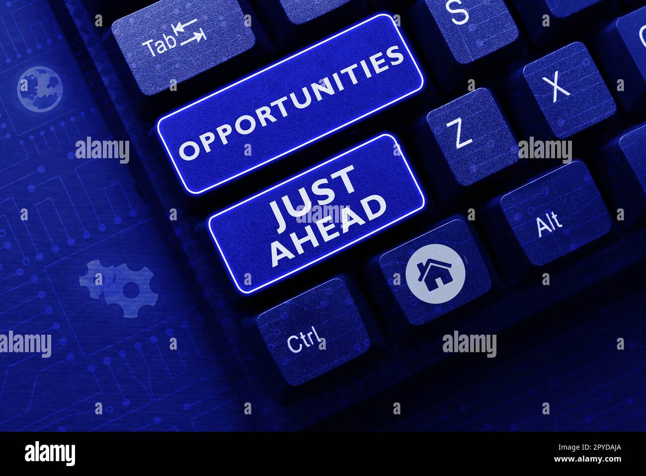 Textzeichen, das die Chancen direkt vor Ihnen anzeigt. Unternehmen zeigen eine Reihe von Umständen, die es ermöglichen, etwas in kurzer Zeit zu tun Stockfoto