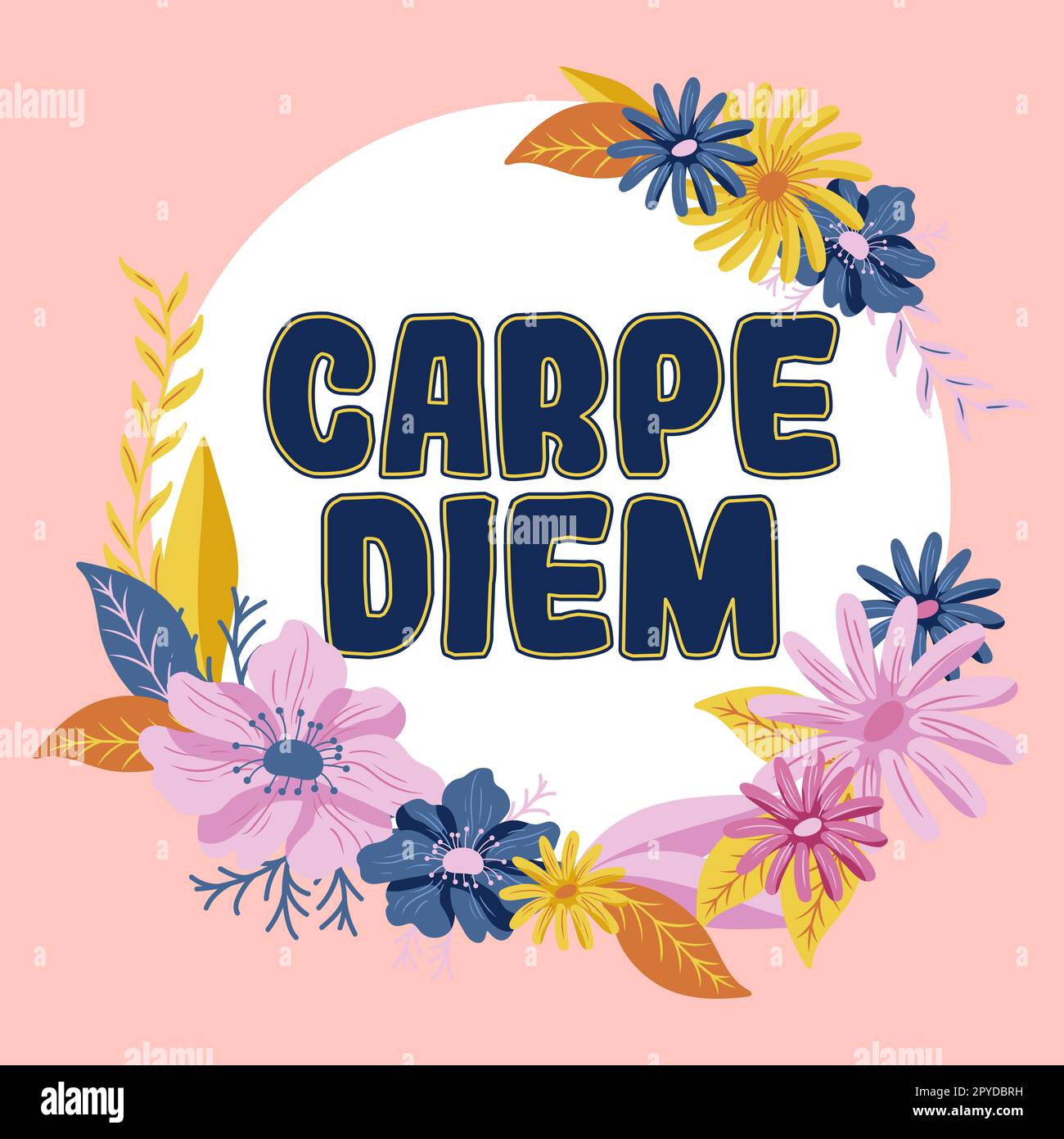 Text wird angezeigt Carpe Diem. Das Wort für ein öffentliches Fest, bei dem die Leute Musik und Tanz spielen Stockfoto