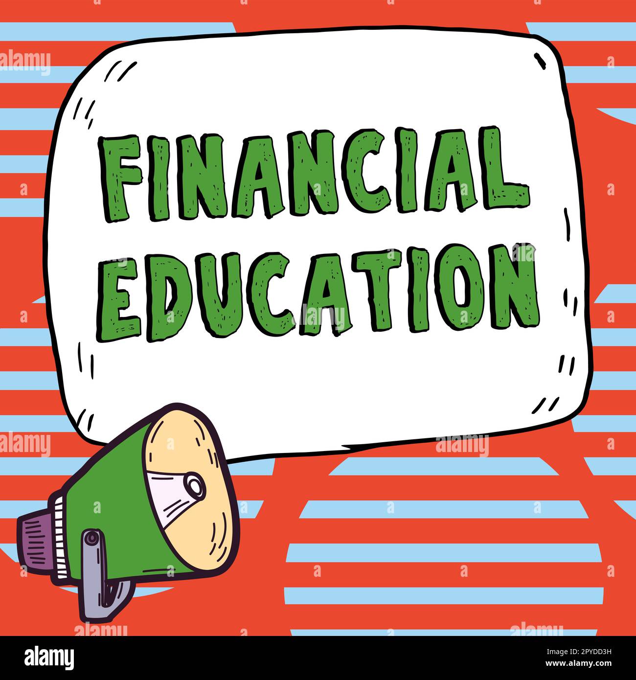 Handgeschriebenes Schild Financial Education. Geschäftsansatz Verständnis von Währungsbereichen wie Finanzen und Investitionen Stockfoto