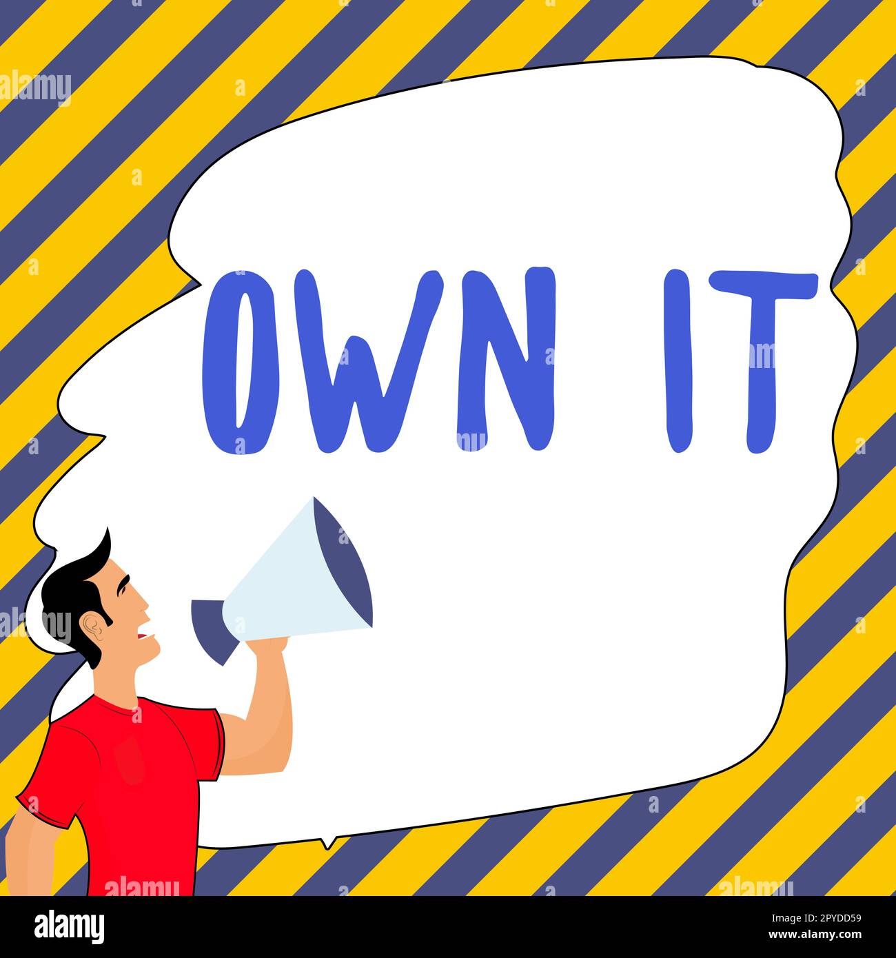 Handschriftlicher Text Own IT. Verpflichtung des Geschäftskonzepts, ein wenig für etwas zurückzuzahlen, das zurückgezahlt wurde Stockfoto