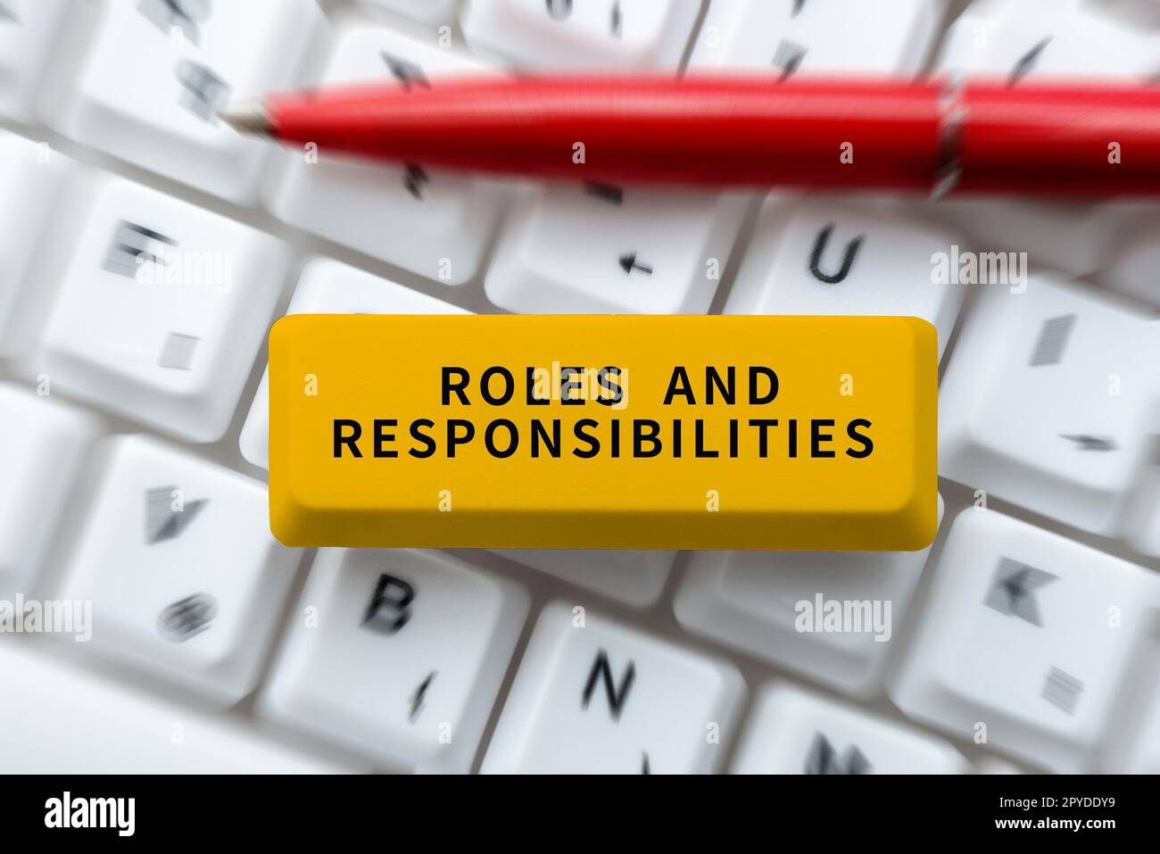 Konzeptionelle Beschriftung Rollen und Verantwortlichkeiten. Geschäftskonzept Geschäftsfunktionen und berufliche Aufgaben Stockfoto