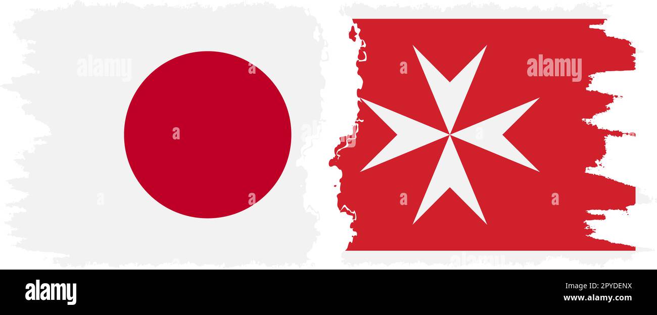 Malta und Japan Grunge Flaggen Verbindung, Vektor Stock Vektor