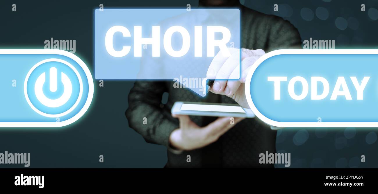 Handschrift Text Chor. Ein Wort für eine Gruppe, die das Ensemble singen soll Stockfoto