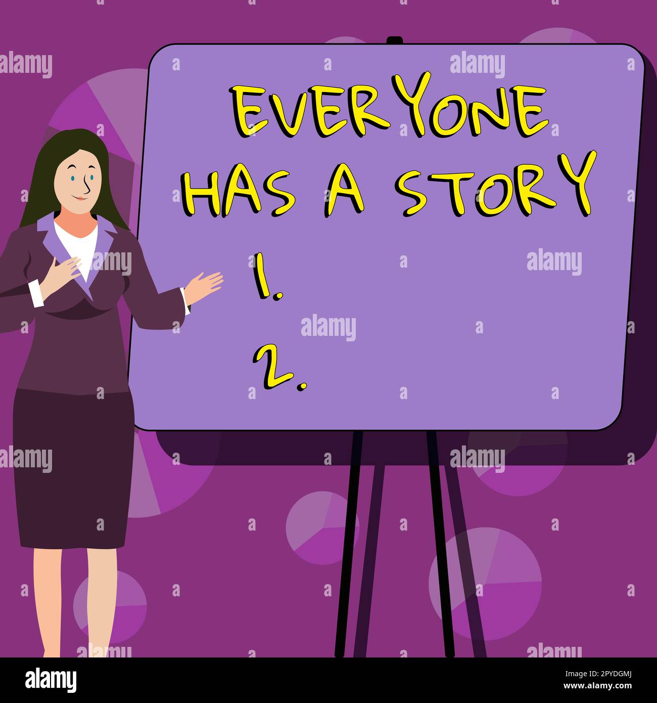 Textunterschrift „jeder hat Eine Geschichte“. Unternehmensübersicht Hintergrundgeschichten Erzählen Sie Ihre Erinnerungen Stockfoto