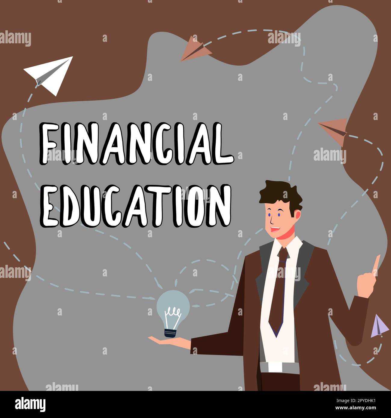 Textüberschrift mit Finanzschulungen. Ein Wort zum Verständnis von Währungsbereichen wie Finanzen und Investitionen Stockfoto