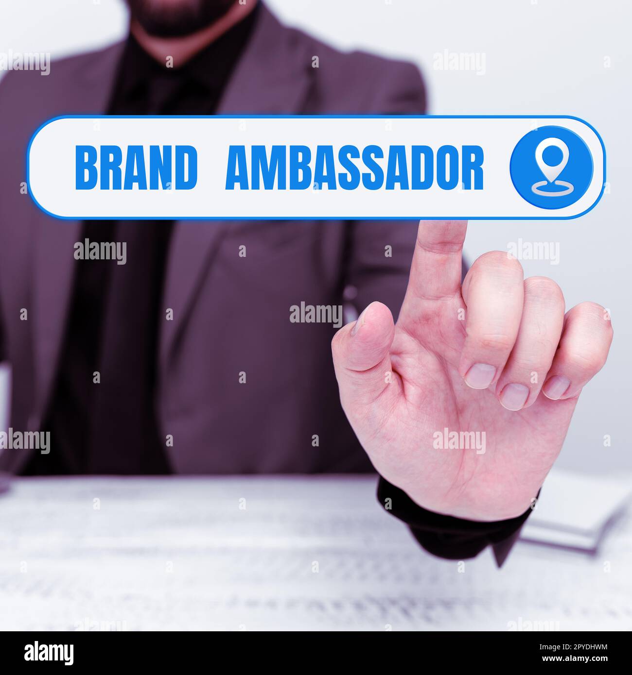 Konzeptionelle Präsentation Markenbotschafter. Vertreter für Geschäftskonzepte, der als ansässiger Vertreter für eine bestimmte Marke akkreditiert ist Stockfoto