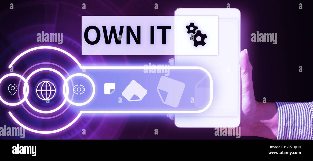 Handschriftlicher Text Own IT. Geschäftsidee Verpflichtung, ein wenig für etwas zurückzuzahlen, das zurückgezahlt wurde Stockfoto