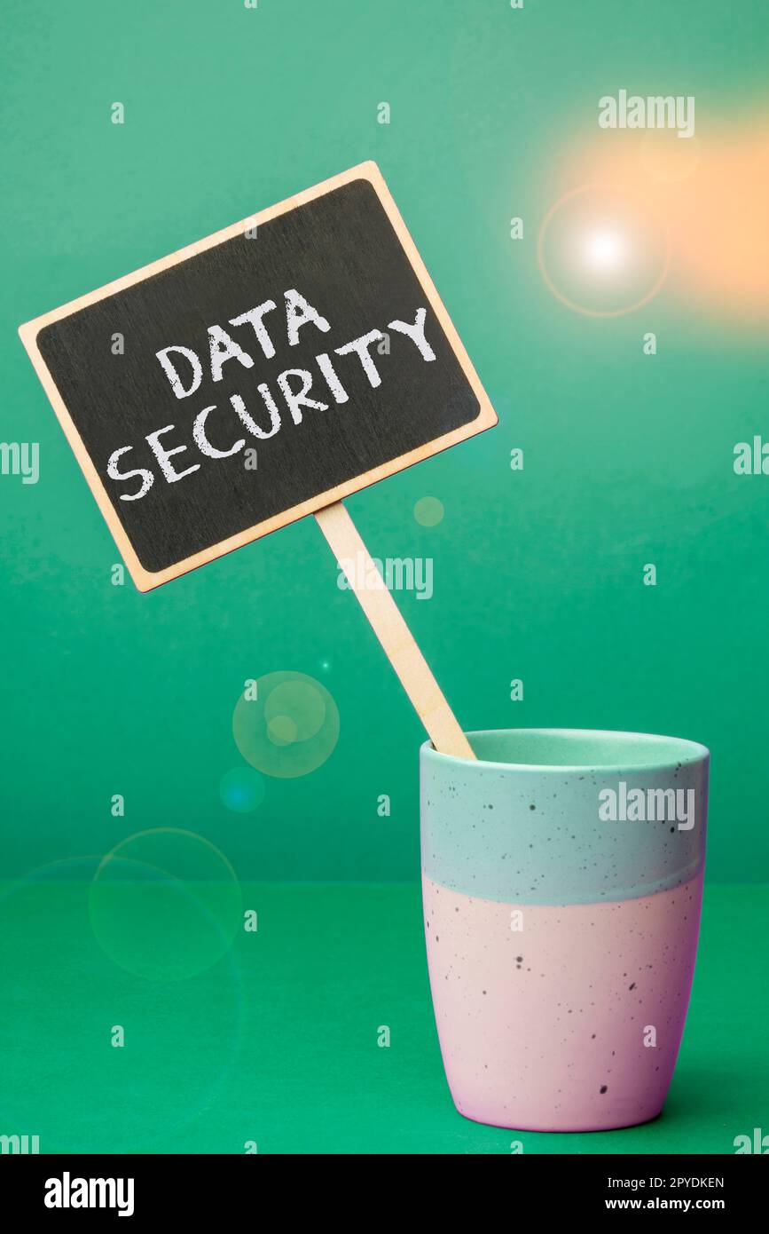 Konzeptioneller Titel Datensicherheit. Internet-Konzept Vertraulichkeit Disk Encryption Backups Passwortschutz Stockfoto