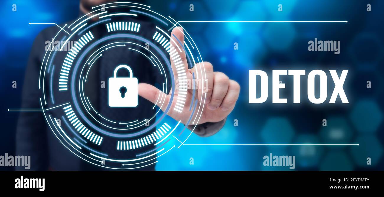 Text zeigt Inspiration Detox. Business Overview Moment für Diät Ernährung Gesundheit Suchtbehandlung Reinigung Stockfoto