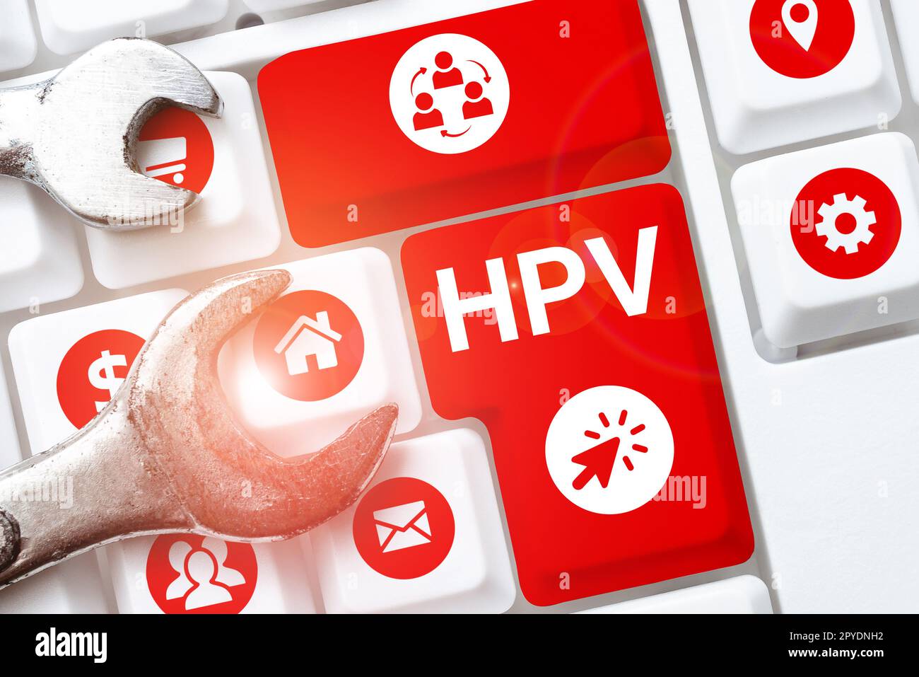 Handschrift Text HPV. Wort für Gruppe von Viren, die Ihre Haut und die feuchten Membranen beeinflussen Stockfoto