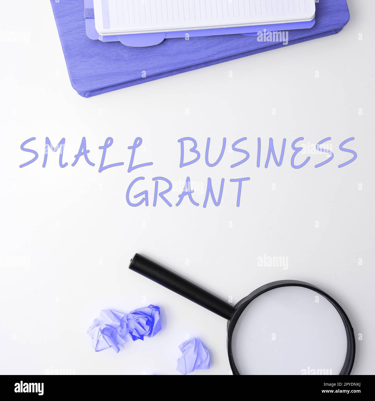 Konzeptüberschrift „Small Business Grant“. Geschäftsansatz ein Privatunternehmen, das für seine begrenzte Größe bekannt ist Stockfoto