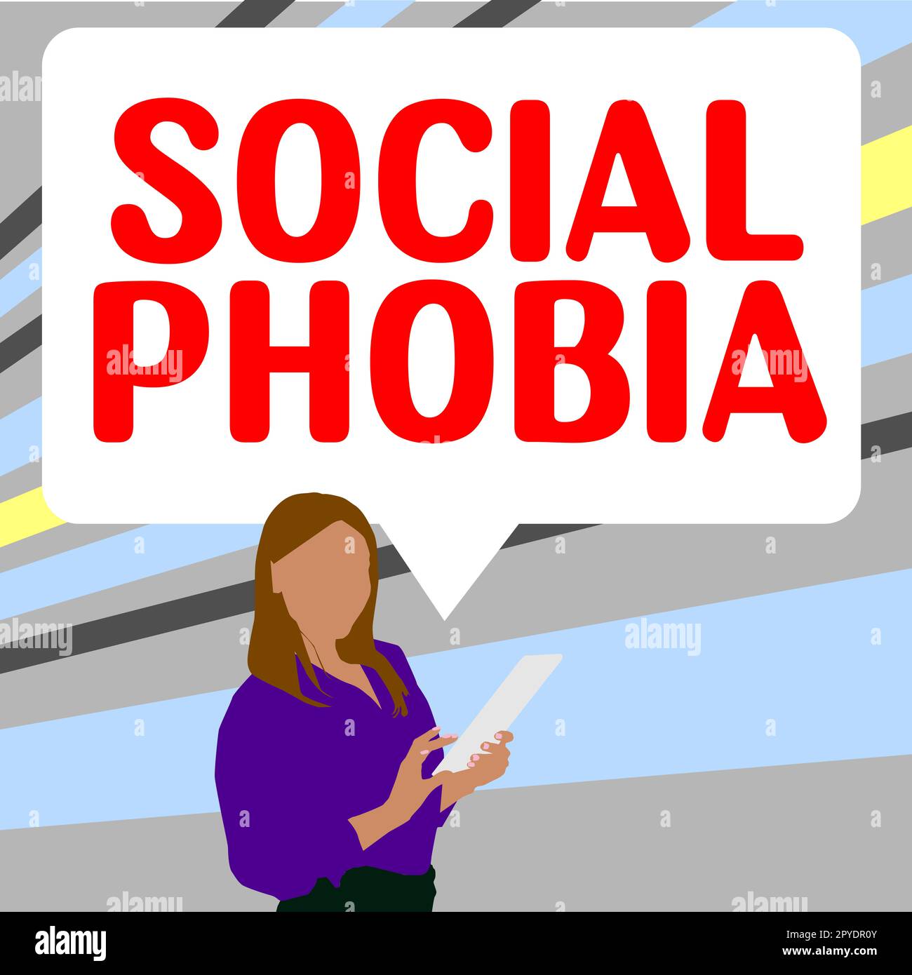 Schild mit der Aufschrift „Soziale Phobie“. Ein Wort für überwältigende Angst vor sozialen Situationen, die beunruhigend sind Stockfoto